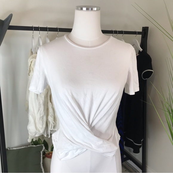 Zara® Trafaluc White Short Sleeve Basic Tee Shirt with Twist Front  Size S - Picture 1 of 5